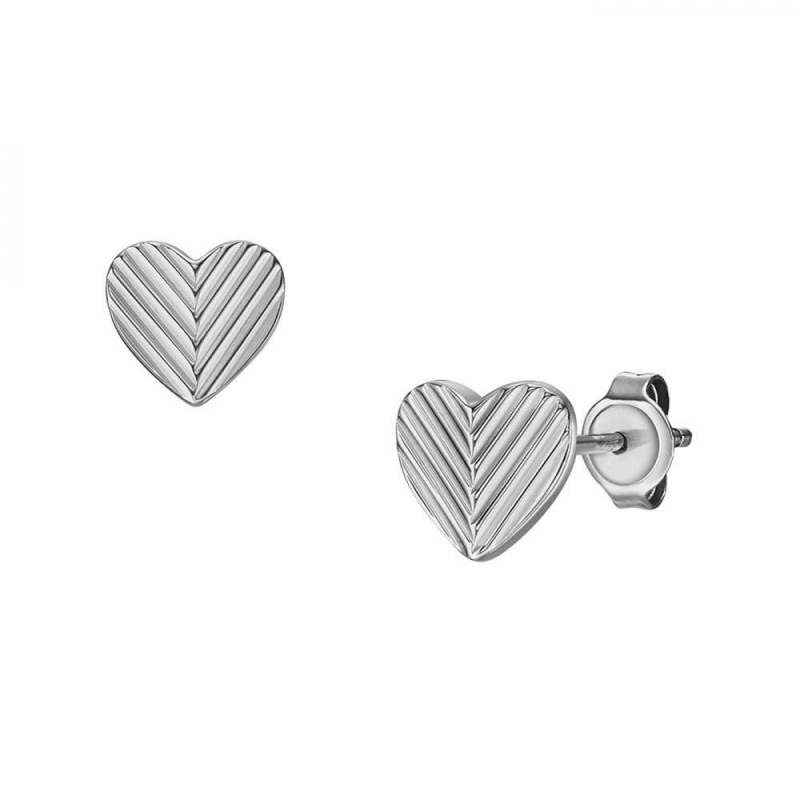 Coffret Collier et Boucles d'oreilles coeur Femme Fossil en acier