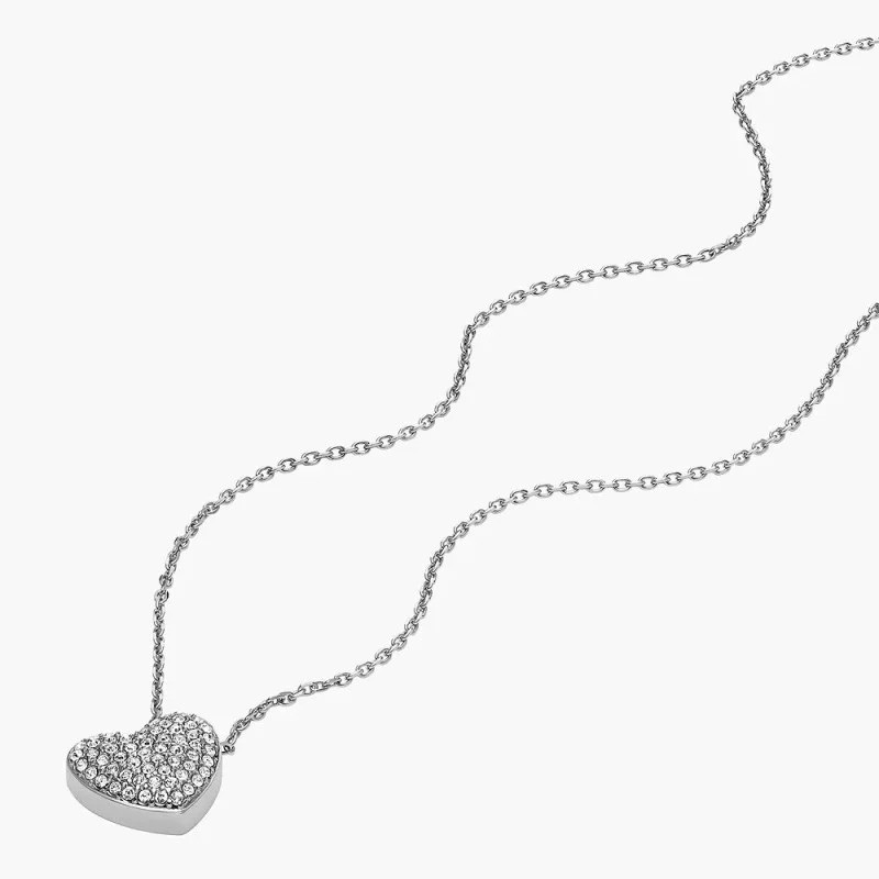 Collier coeur Femme Fossil en acier et oxyde de Zirconium