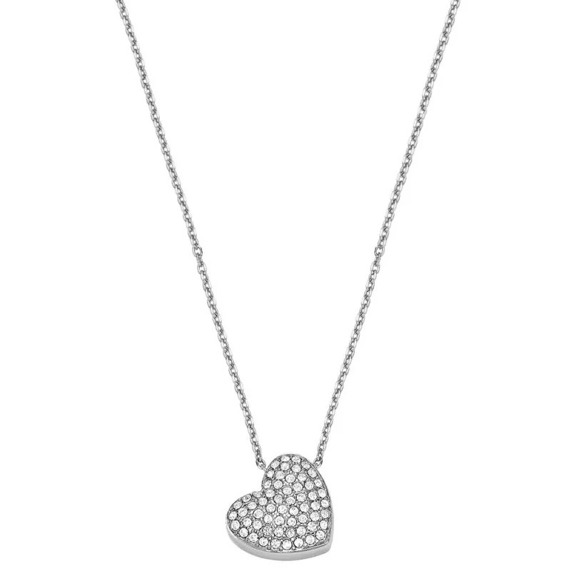 Collier coeur Femme Fossil en acier et oxyde de Zirconium