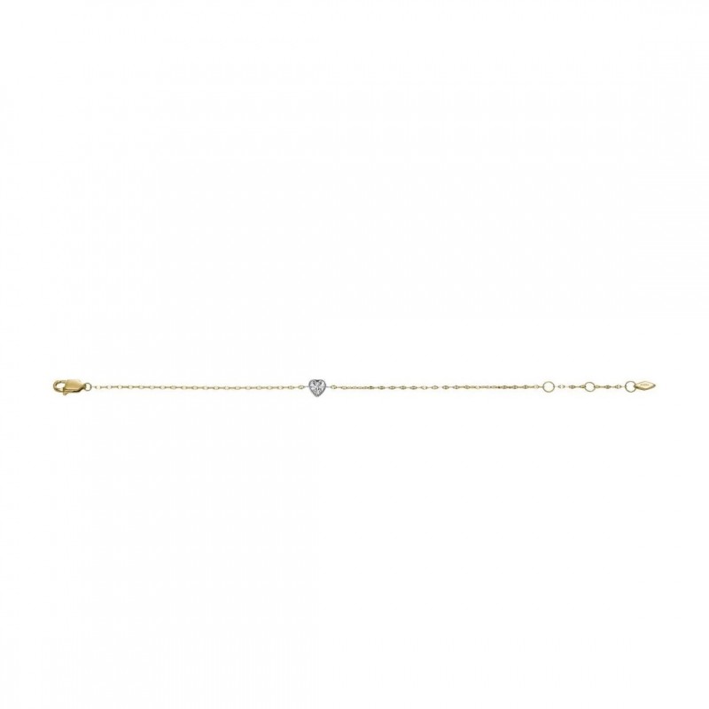 Bracelet coeur Femme Fossil en acier doré et oxyde de zirconium