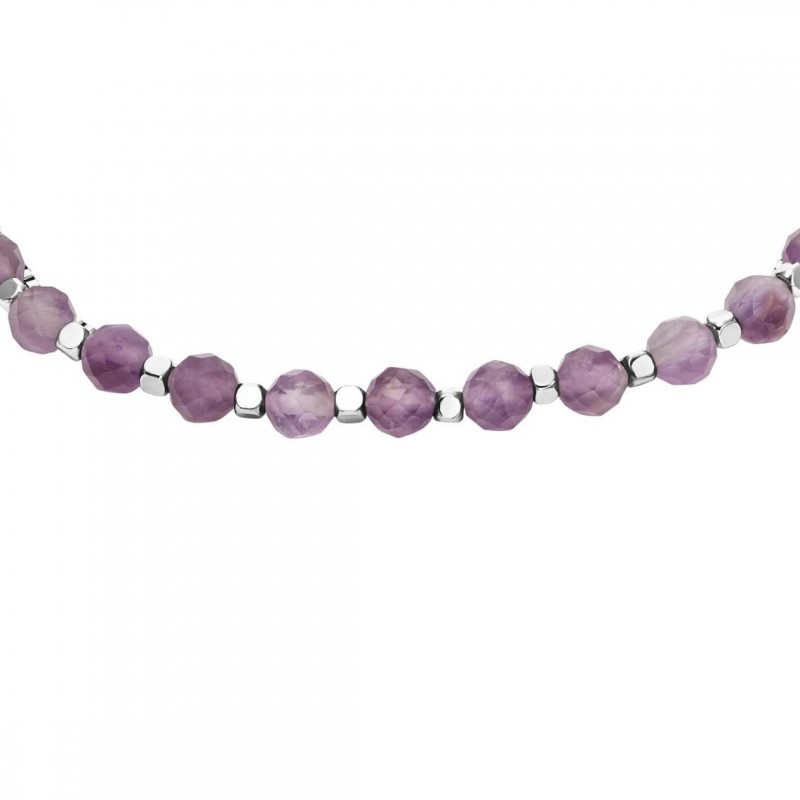 Bracelet perles améthyste Femme Fossil en acier et laiton argenté
