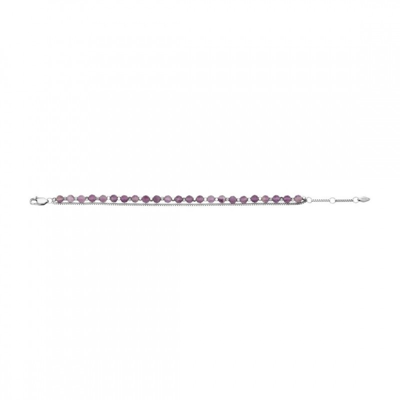 Bracelet perles améthyste Femme Fossil en acier et laiton argenté