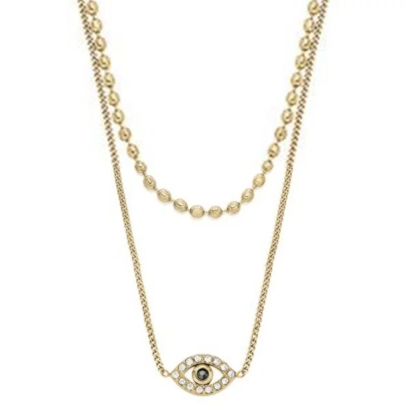 Collier Fantaisie Femme Fossil en acier doré