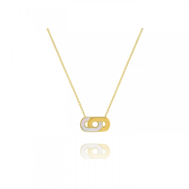 Collier Femme Charles Garnier - En Argent Doré - Deux Maillons Bicolore et Nacre Blanche