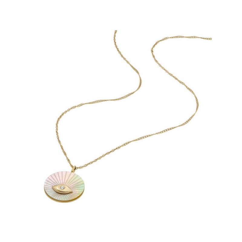Collier oeil Fantaisie Femme Fossil en acier doré