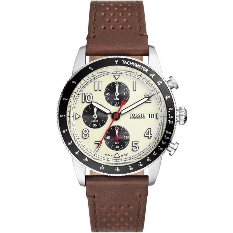 Montre Homme Fossil en Acier et Cuir Marron