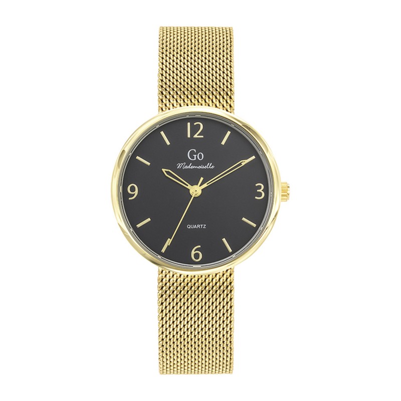 Montre Femme GO Mademoiselle - En Métal Doré - Cadran Noir