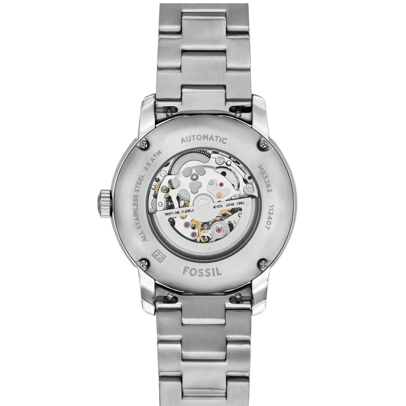 Montre Squelette Homme Fossil en Acier argenté et cadran Vert