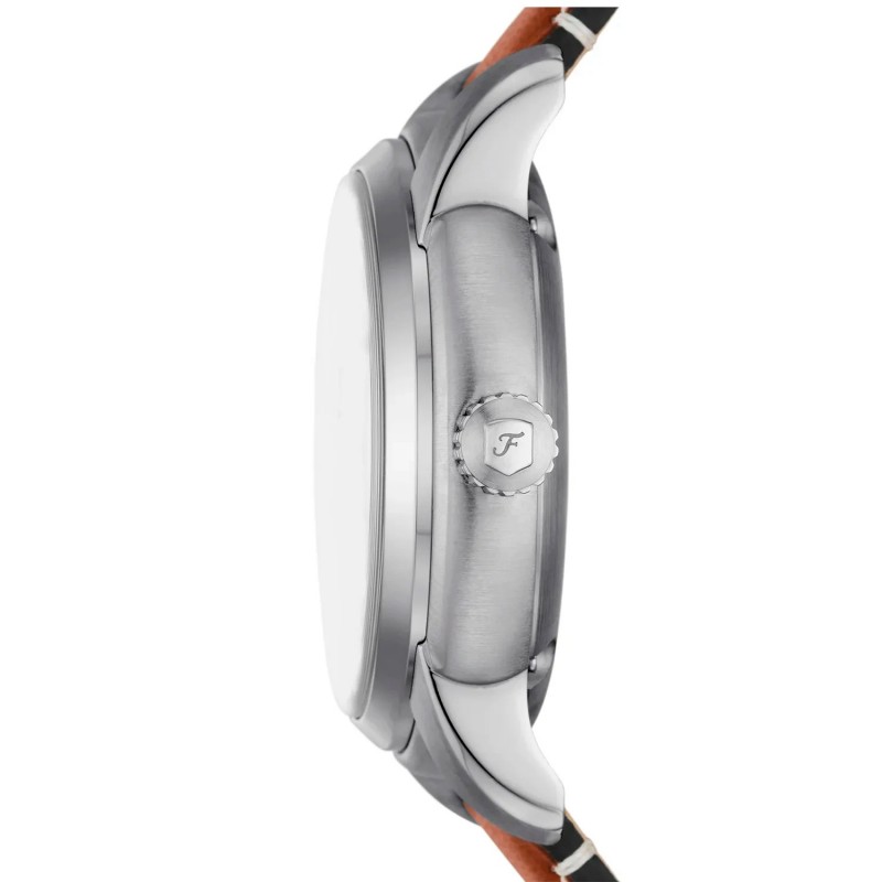 Montre Squelette Homme Fossil bracelet Cuir Marron et Cadran bleu