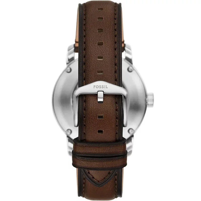 Montre Squelette Homme Fossil bracelet Cuir Marron foncé