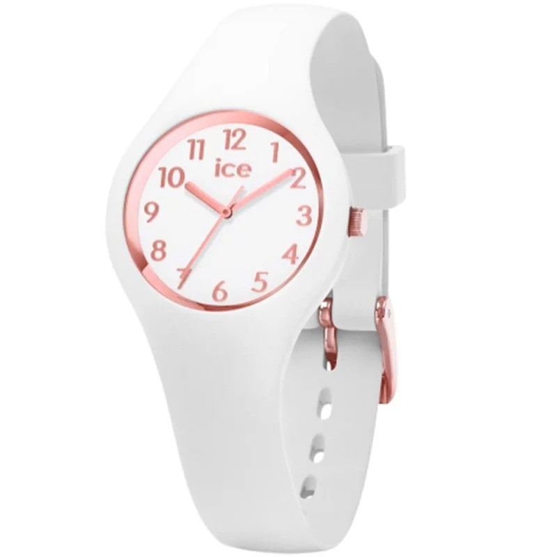 Montre Enfant Ice-Watch Ice Glam en Silicone blanc et Boîtier Rose