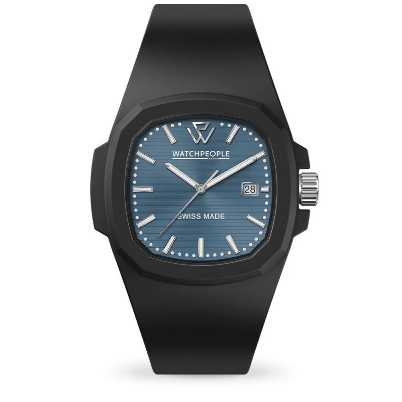 Montre Homme WatchPeople WP4 silicone noir et cadrant bleu