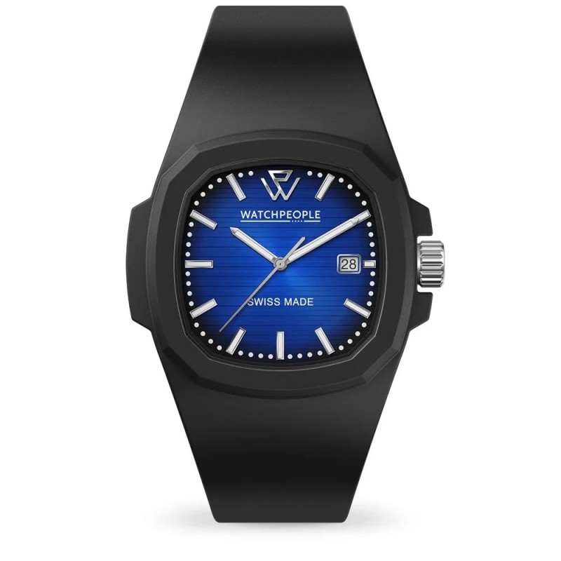 Montre Homme WatchPeople WP4 silicone noir et cadrant bleu foncé