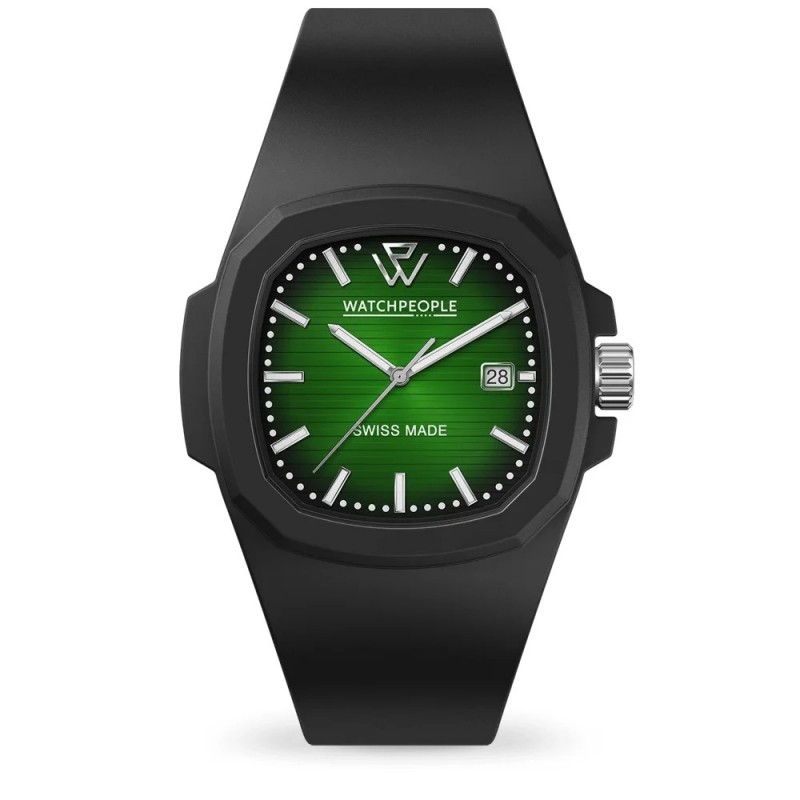 Montre Homme WatchPeople WP4 cadrant vert et silicone noir