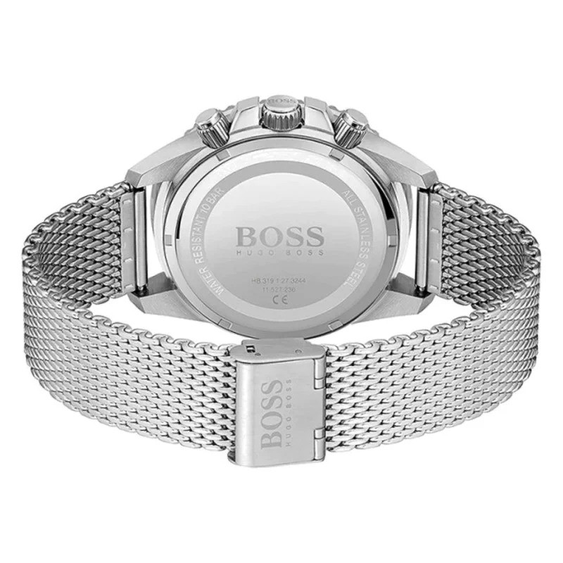 Montre Hugo Boss Admiral en acier argenté maille milanaise et cadran noir