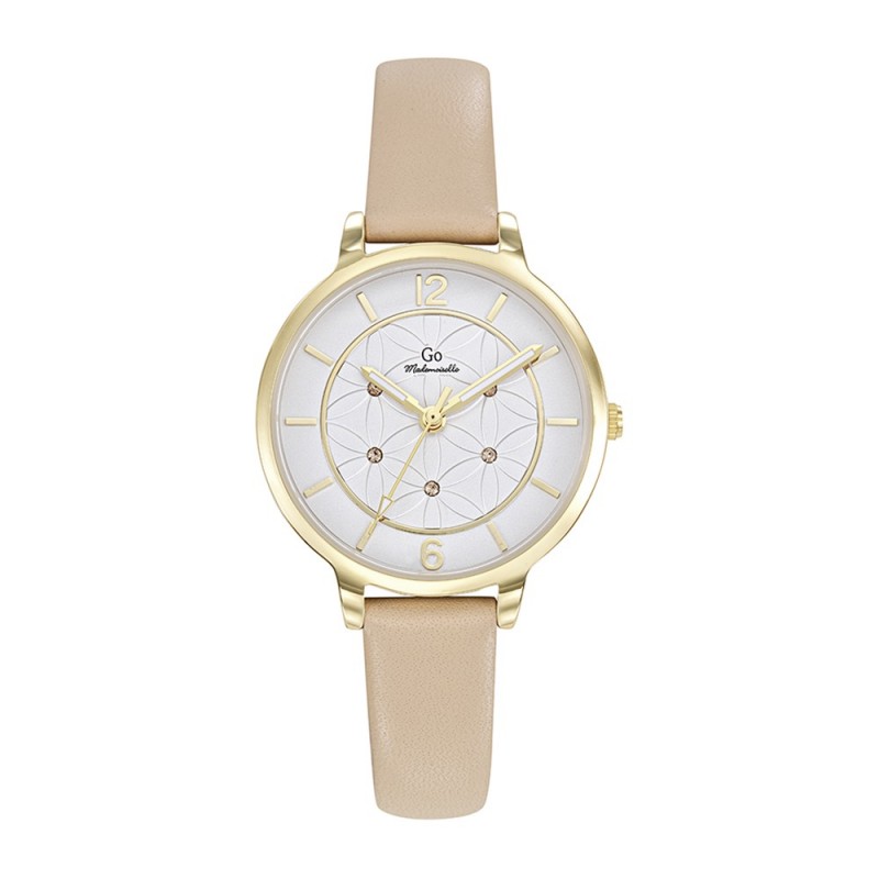 Montre Femme GO Boîtier doré et cuir beige