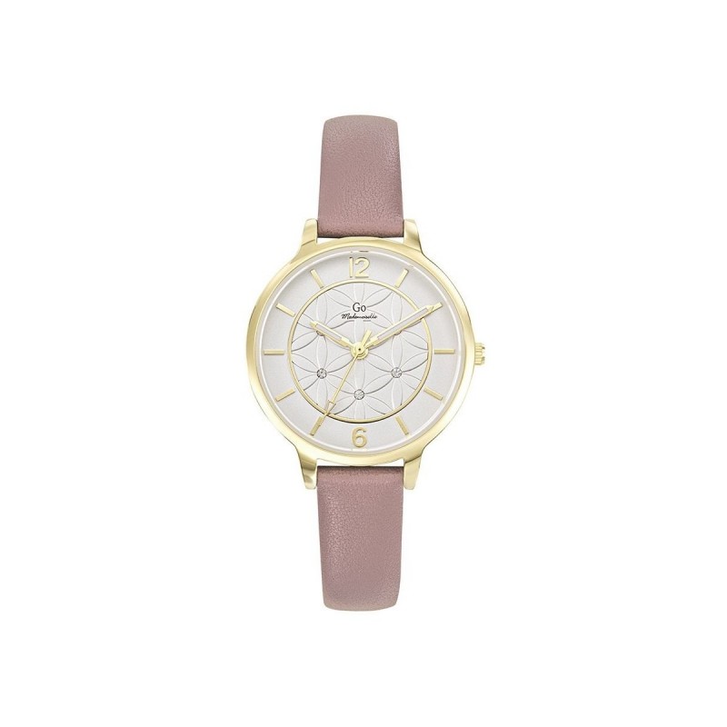 Montre Femme GO Boîtier doré et cuir rose