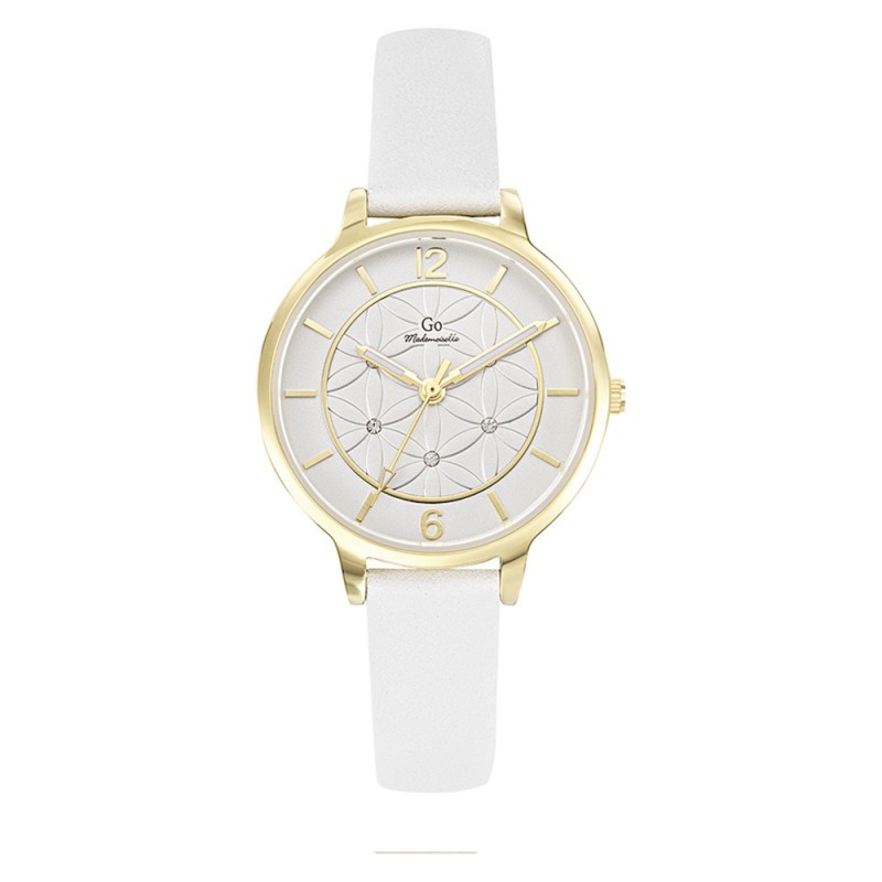 Montre Femme GO Boîtier doré et cuir blanc
