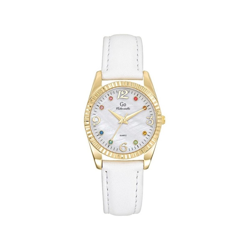 Montre Femme GO Boîtier doré et cuir blanc
