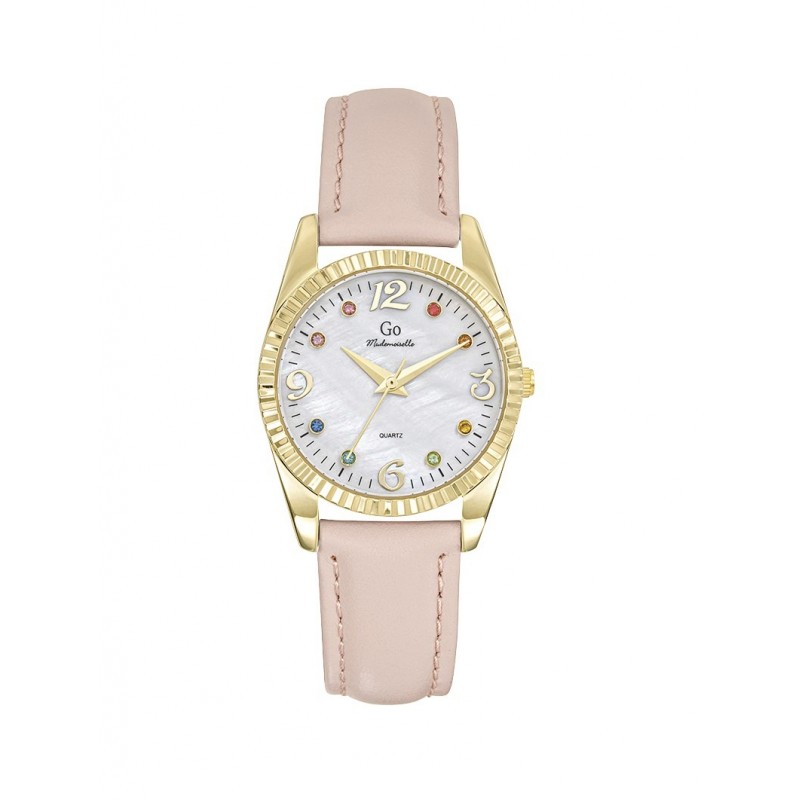 Montre Femme GO Boîtier doré et cuir beige