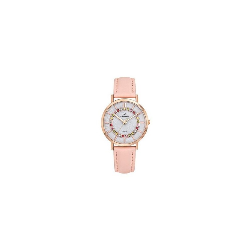 Montre Femme GO Boîtier doré rose et cuir rose