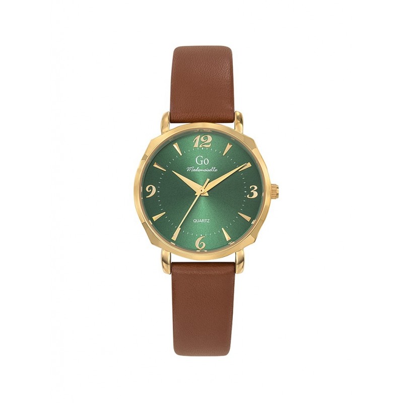 Montre Femme GO Boîtier doré et cuir marron