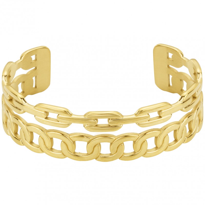Bracelet Jonc Femme - Amporelle - en Acier PVD Jaune - Multi Rangs