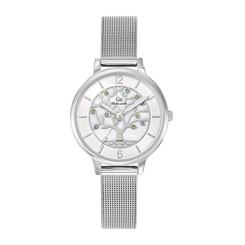 Montre arbre Femme GO Mademoiselle - En Métal argenté-  Acier Maille milanaise et cadrant blanc