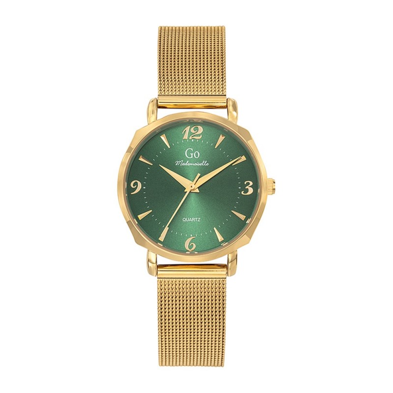 Montre arbre Femme GO Mademoiselle - En Métal doré -  Acier Maille milanaise et cadrant vert