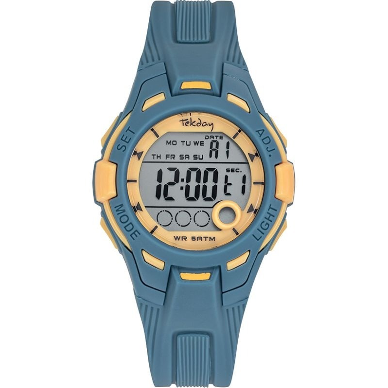 Montre enfant Tekday silicone bleu et jaune
