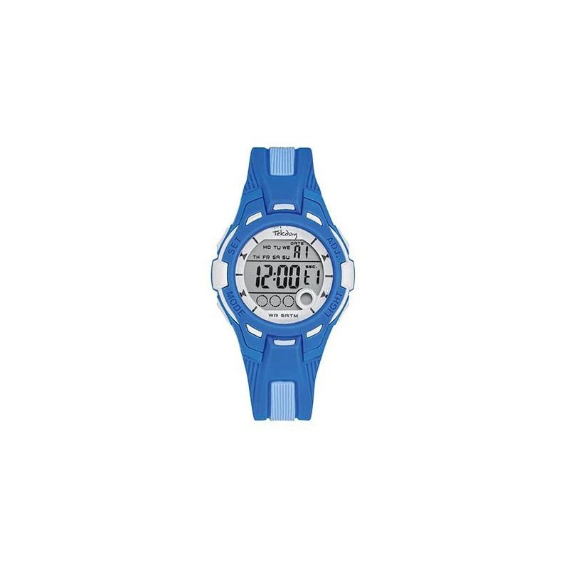 Montre enfant Tekday silicone bleu clair et foncé