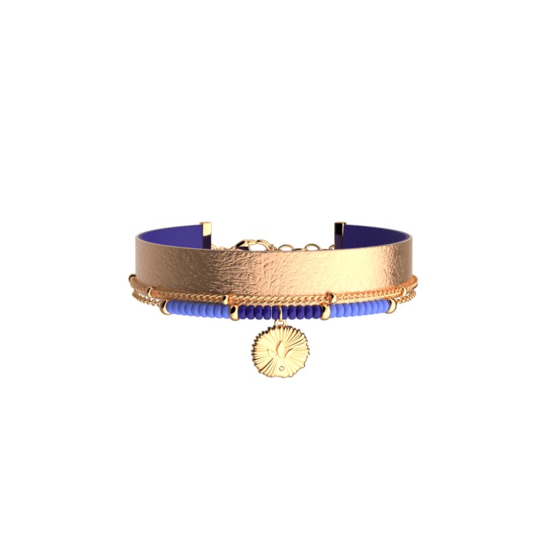Bracelet Femme les cadettes Girafe Pampille bleu et doré