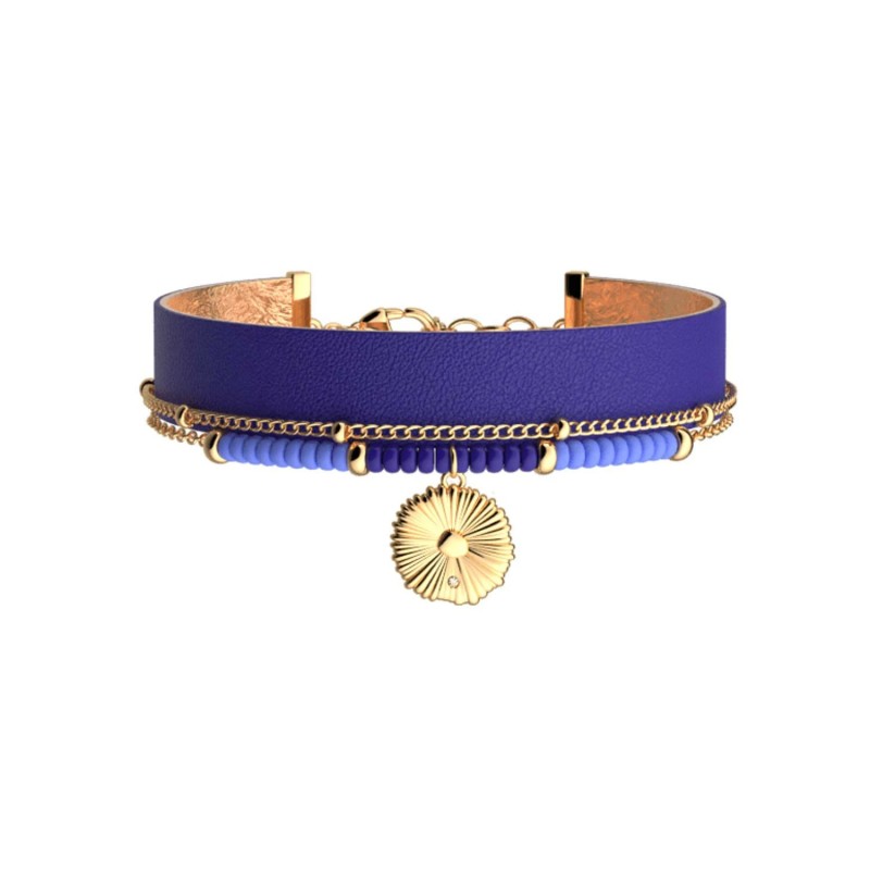 Bracelet Femme les cadettes Girafe Pampille bleu et doré