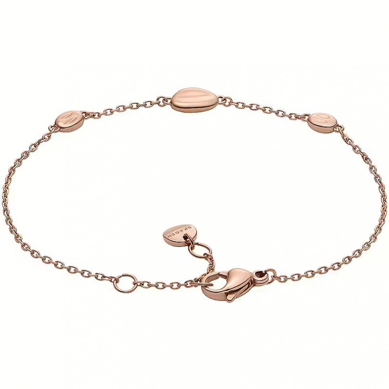 Bracelet Anja Pebbles Skagen en acier doré rose