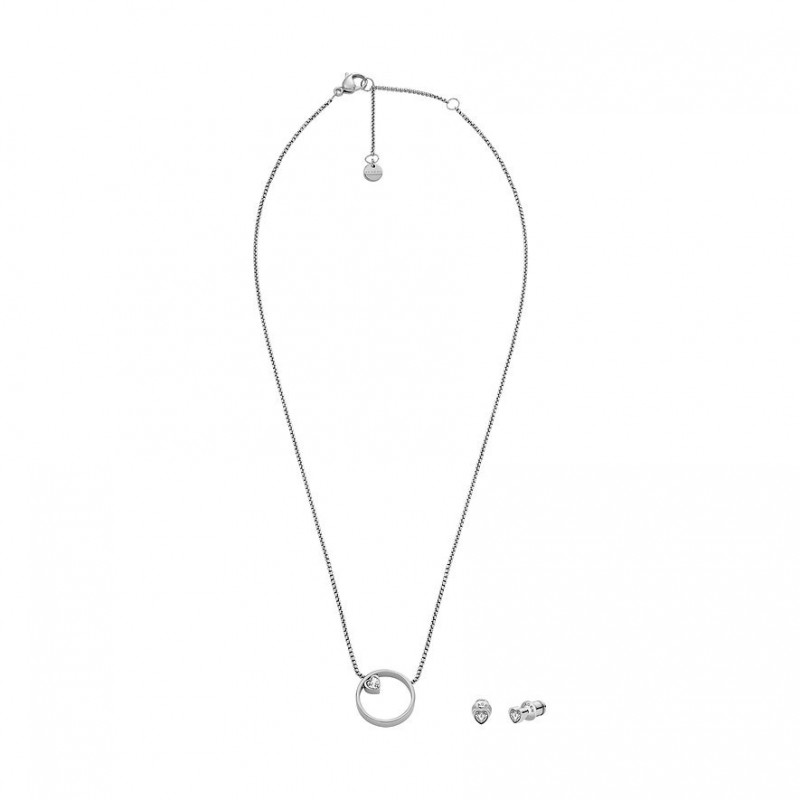 Collier et boucles d'oreilles Femme Skagen Kariana Gift Set en acier et cristaux