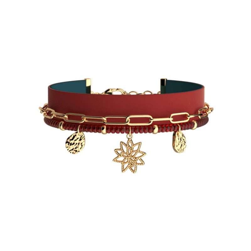 Bracelet Femme - Les cadettes - Nénuphar Rouge et doré
