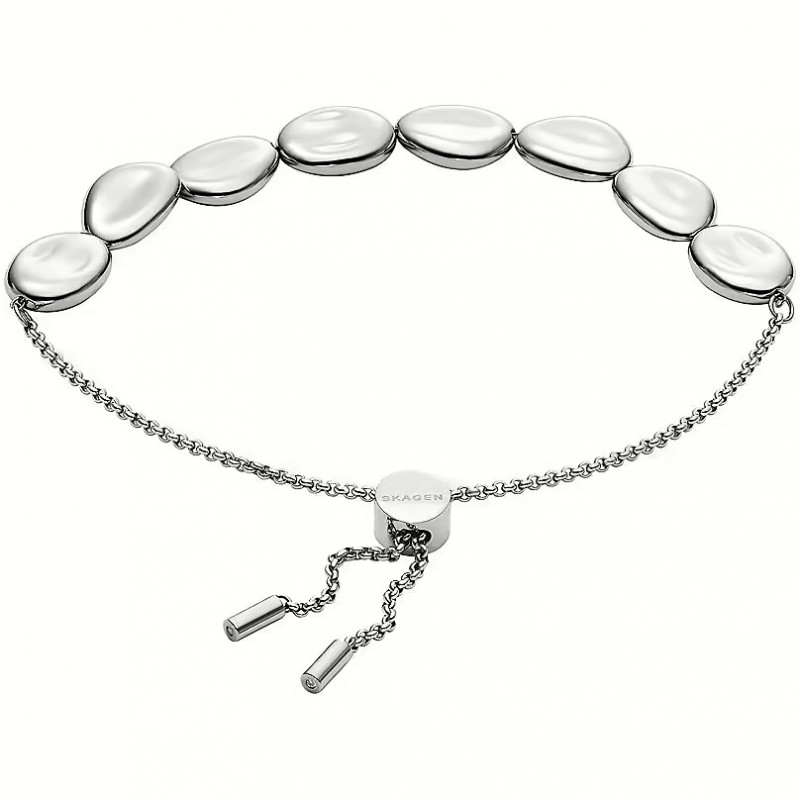 Bracelet perles Anja Pebbles Liquid Metal Skagen en acier argenté