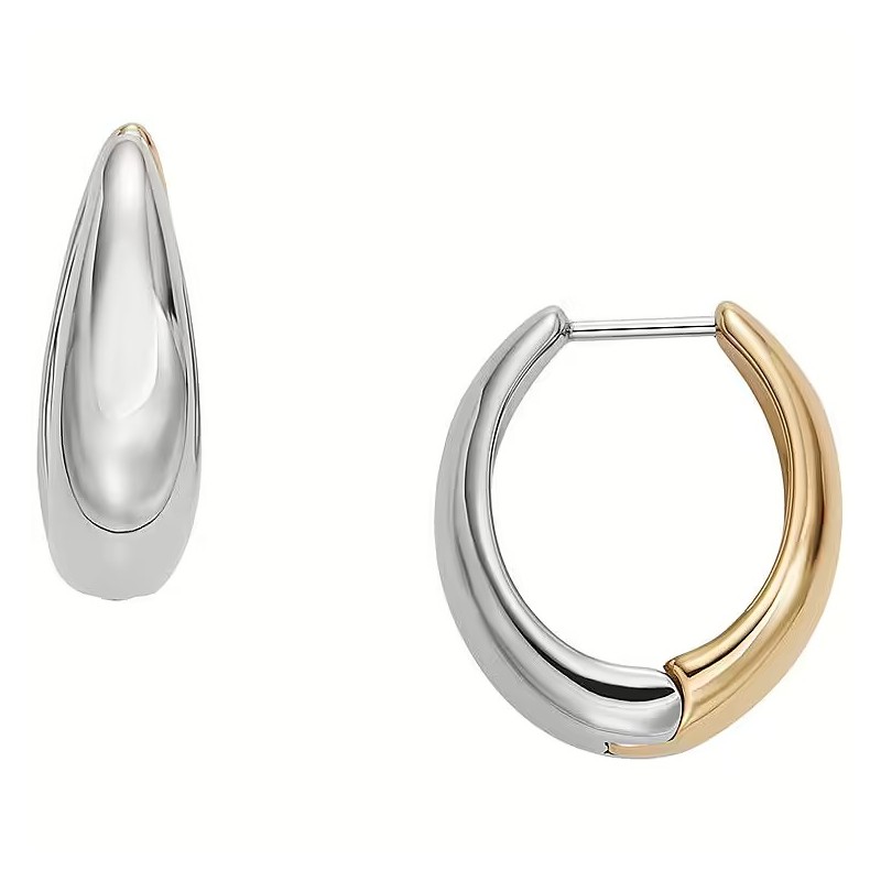 Boucles d'Oreilles Créoles Femme Skagen en acier argenté et doré