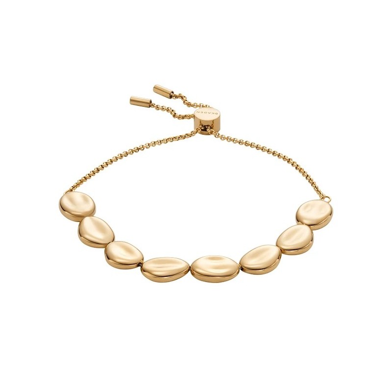 Bracelet perles Anja Pebbles Skagen en acier doré