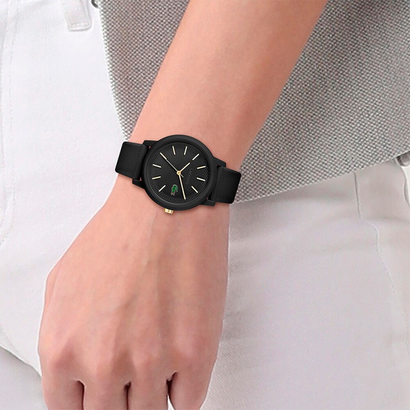 Montre Lacoste Femme en silicone noir collection 12.12