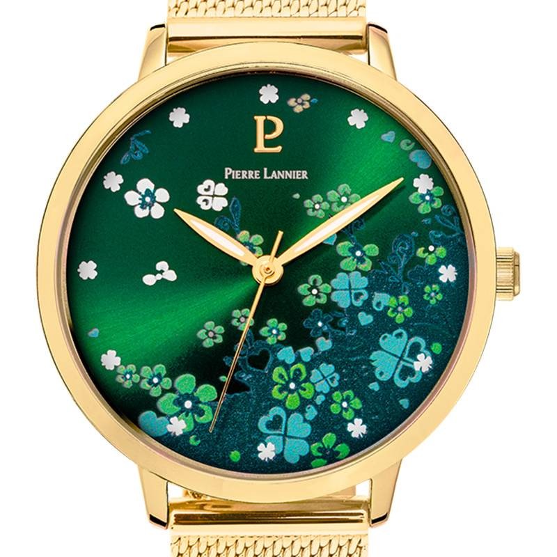 Montre Pierre Lannier femme tallia fond vert à fleurs