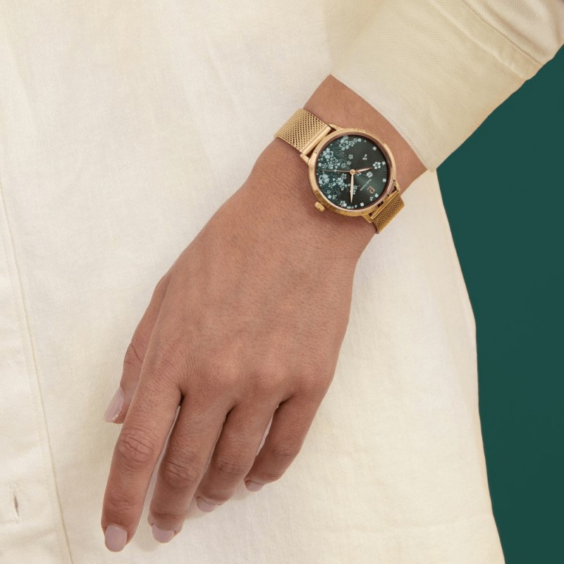 Montre Pierre Lannier femme tallia fond vert à fleurs