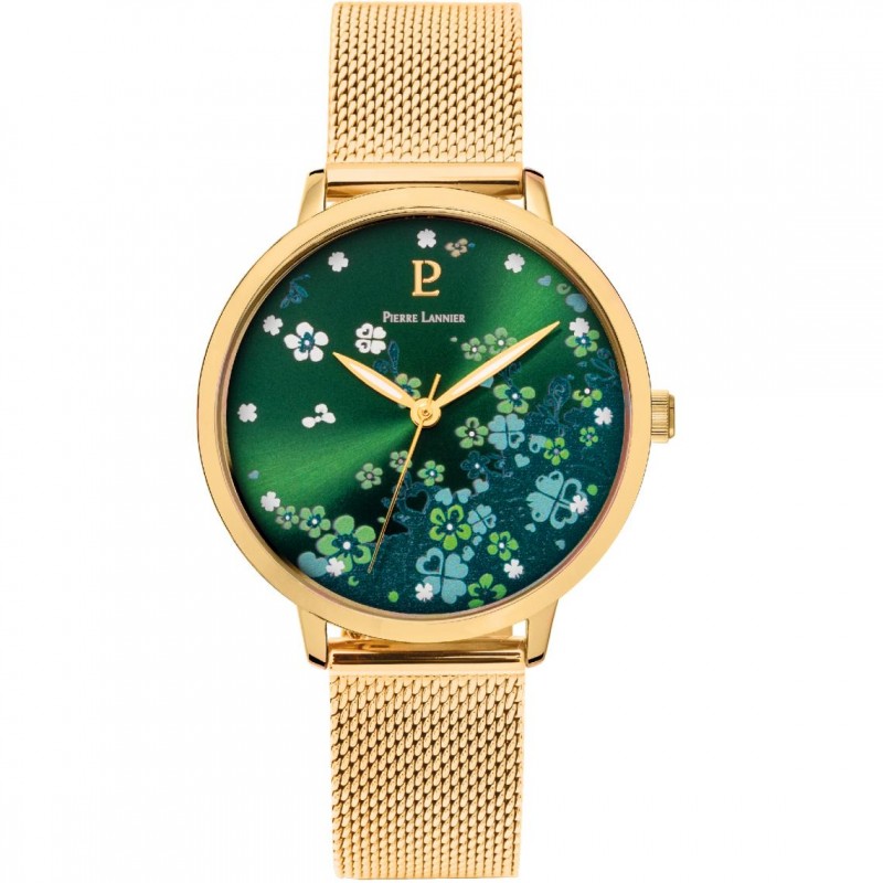 Montre Pierre Lannier femme tallia fond vert à fleurs