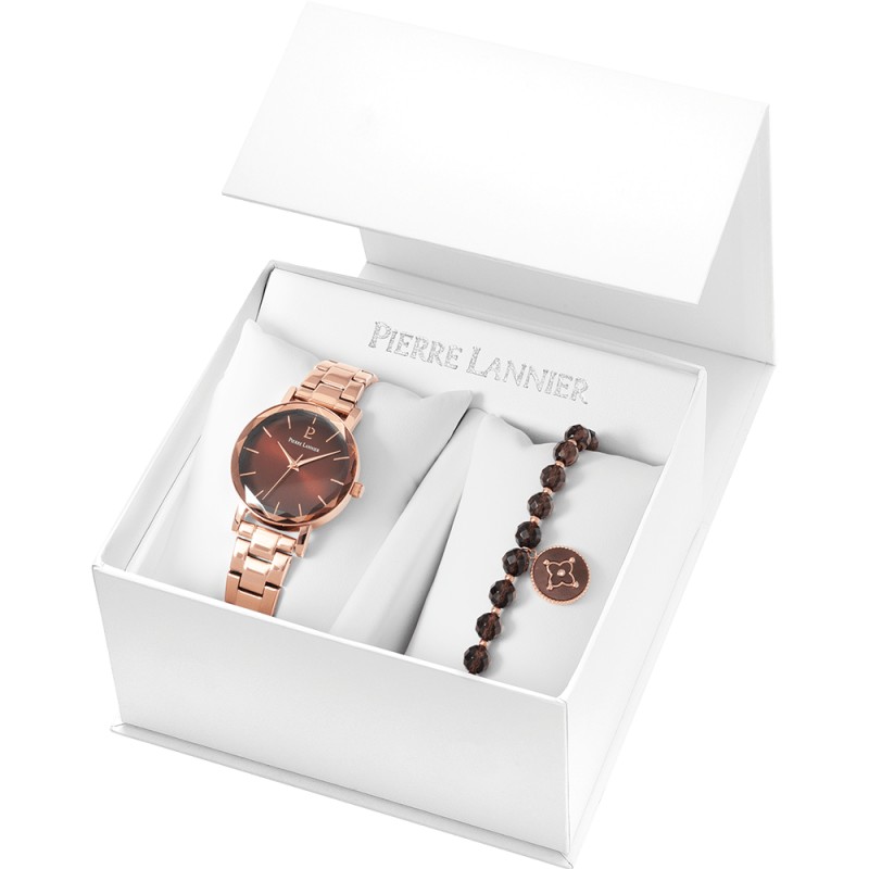 Coffret Montre Pierre Lannier Femme multiples doré rose