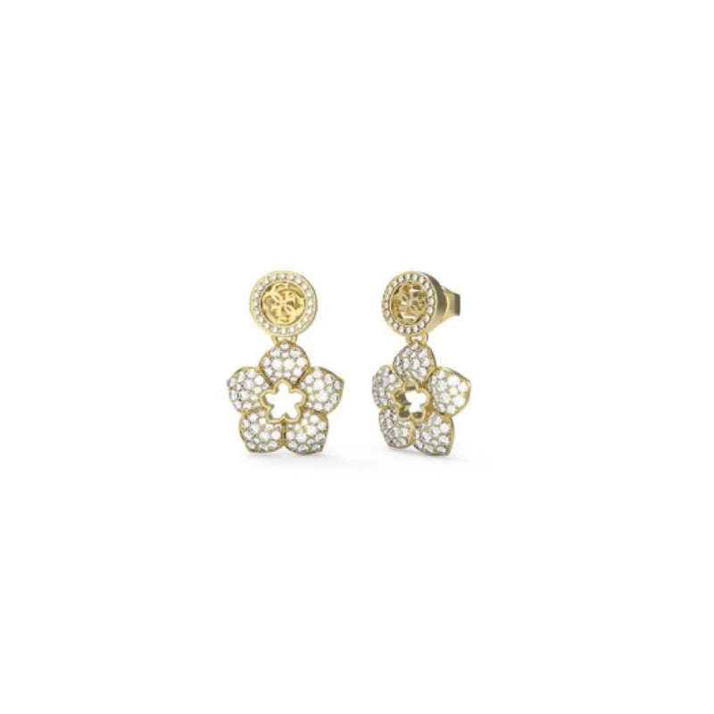 Boucles d'oreilles fleur Guess Shining Winter en acier doré
