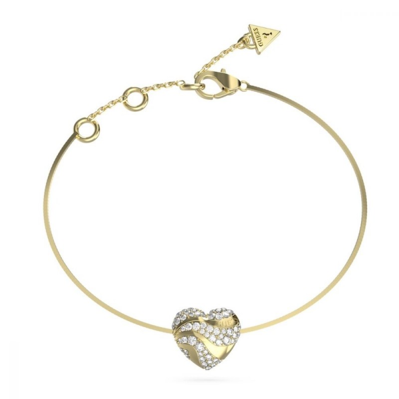 Bracelet coeur femme Guess In My Heart en acier doré et zircons