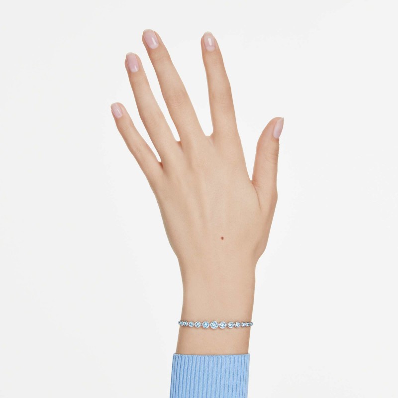 Bracelet Femme Swarovski Imber en métal argenté et cristaux bleus