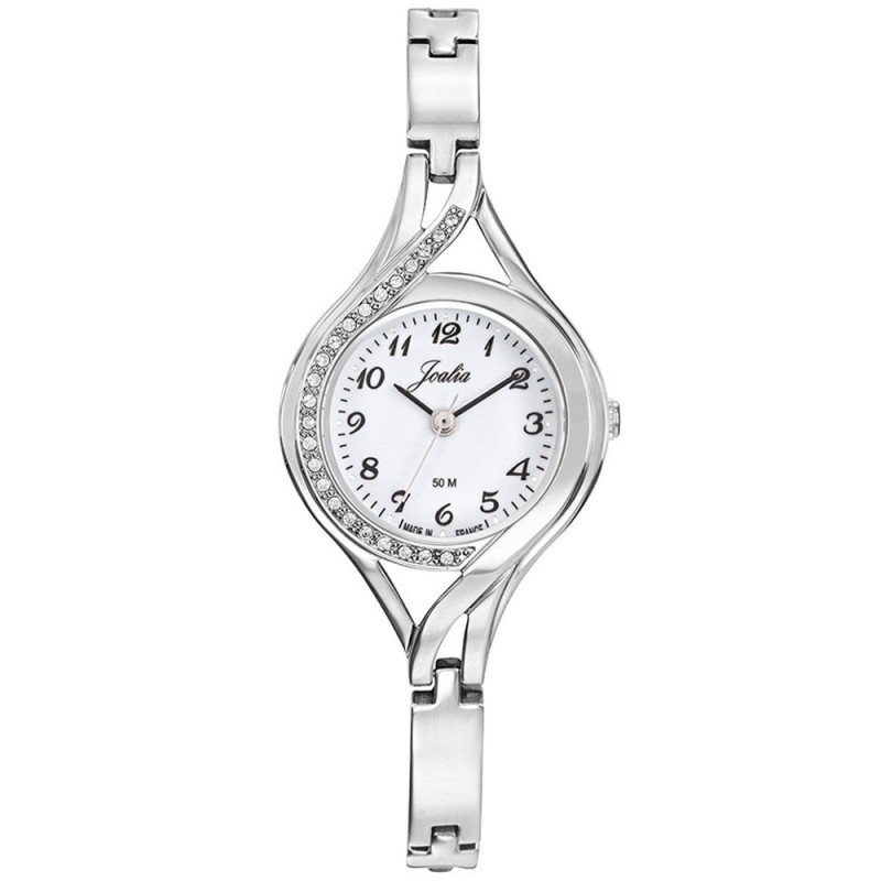Montre Joalia femme bracelet en acier argenté et zircons