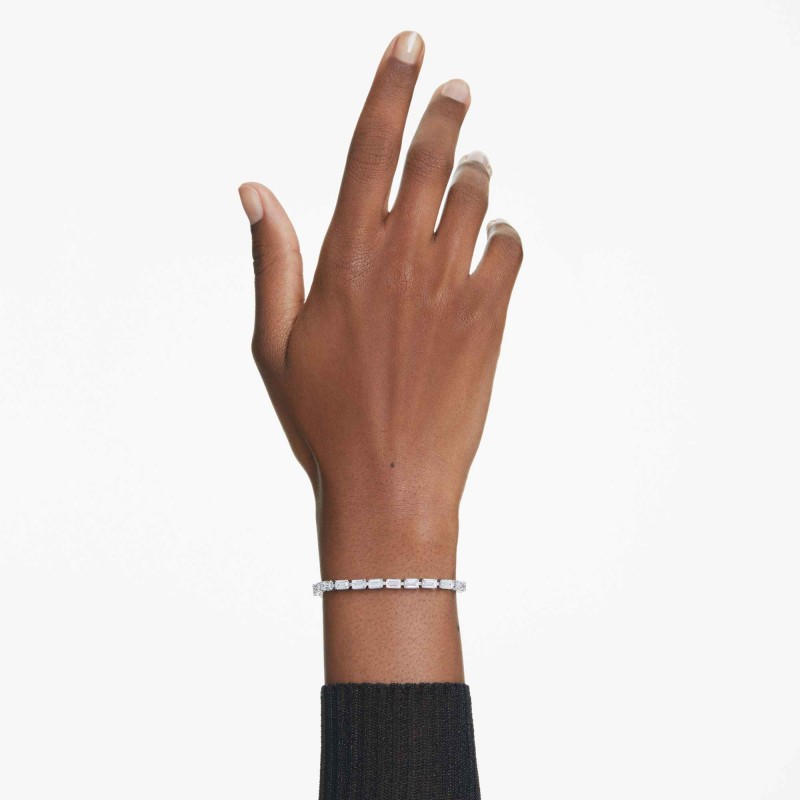Bracelet Femme Swarovski Tennis Matrix en métal argenté avec oxydes