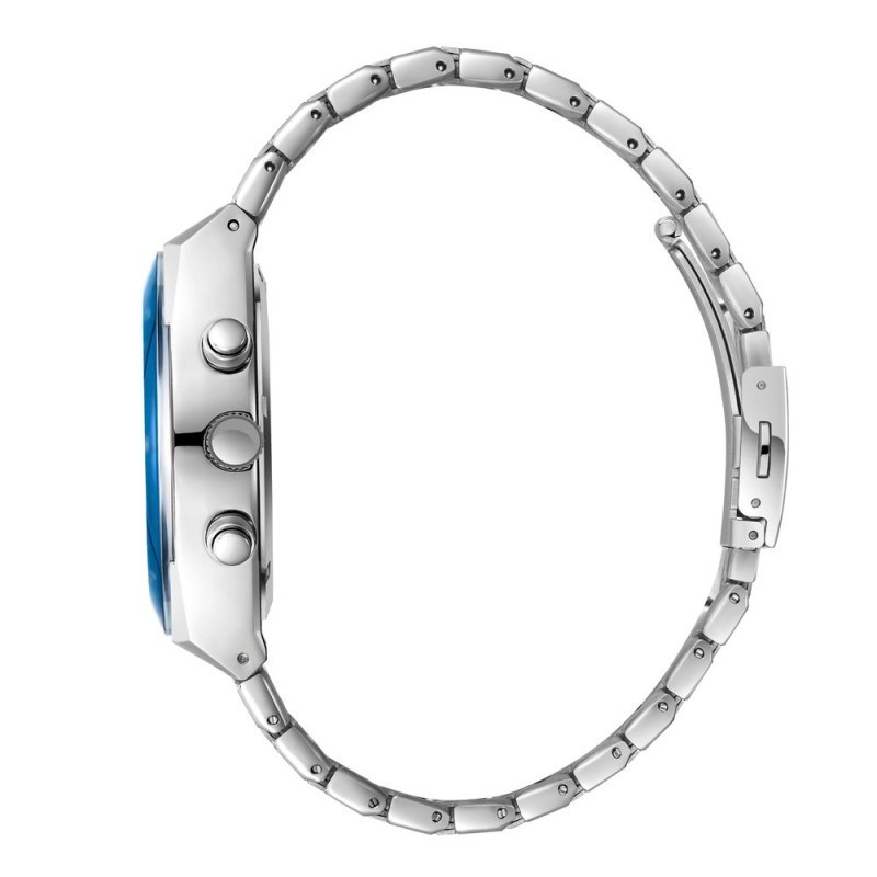 Montre Homme Lee Cooper en métal argenté et cadrant bleu